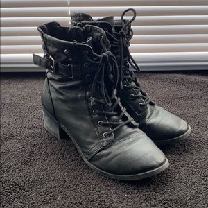 Black lace-up boots